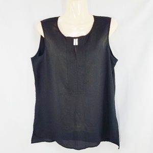 Calvin Klein Black Side Slit Sleeveless Blouse M